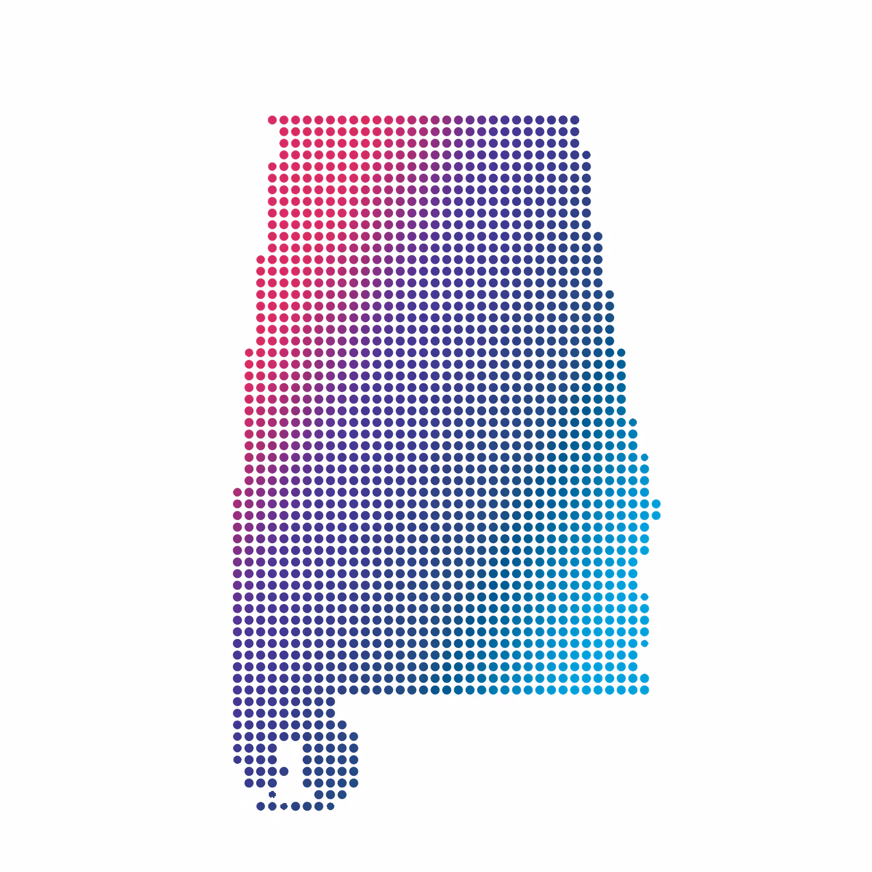 Decorative: Shape of Alabama made of dots