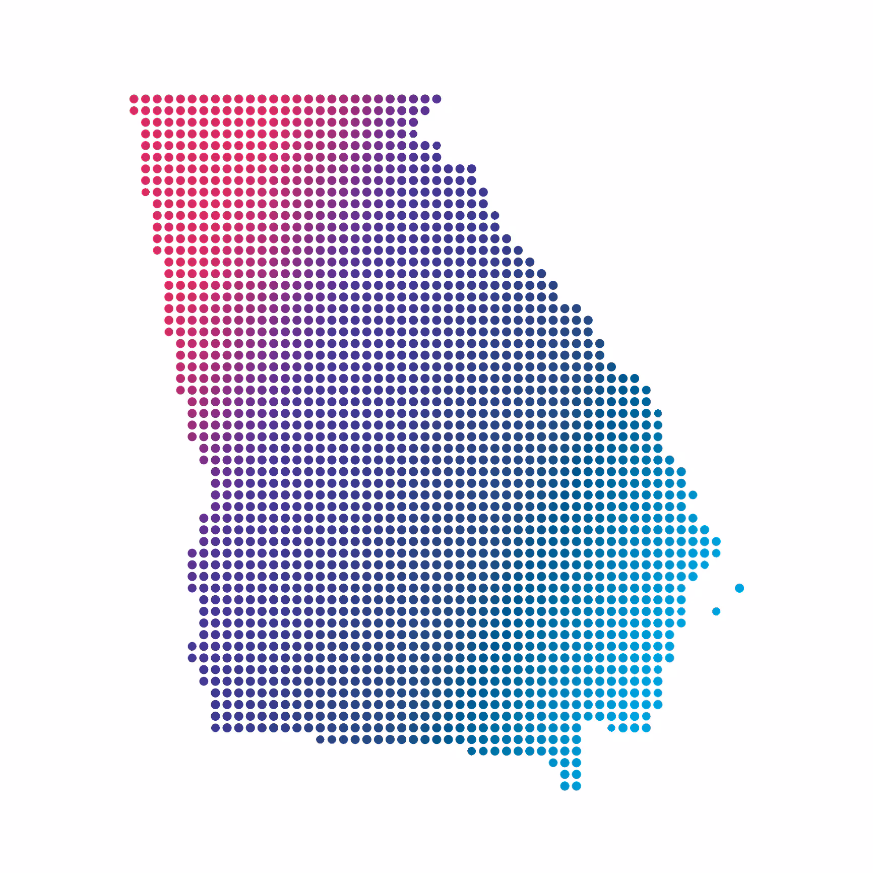 Georgia map of blue dots on white background Georgia map of blue dots on white background