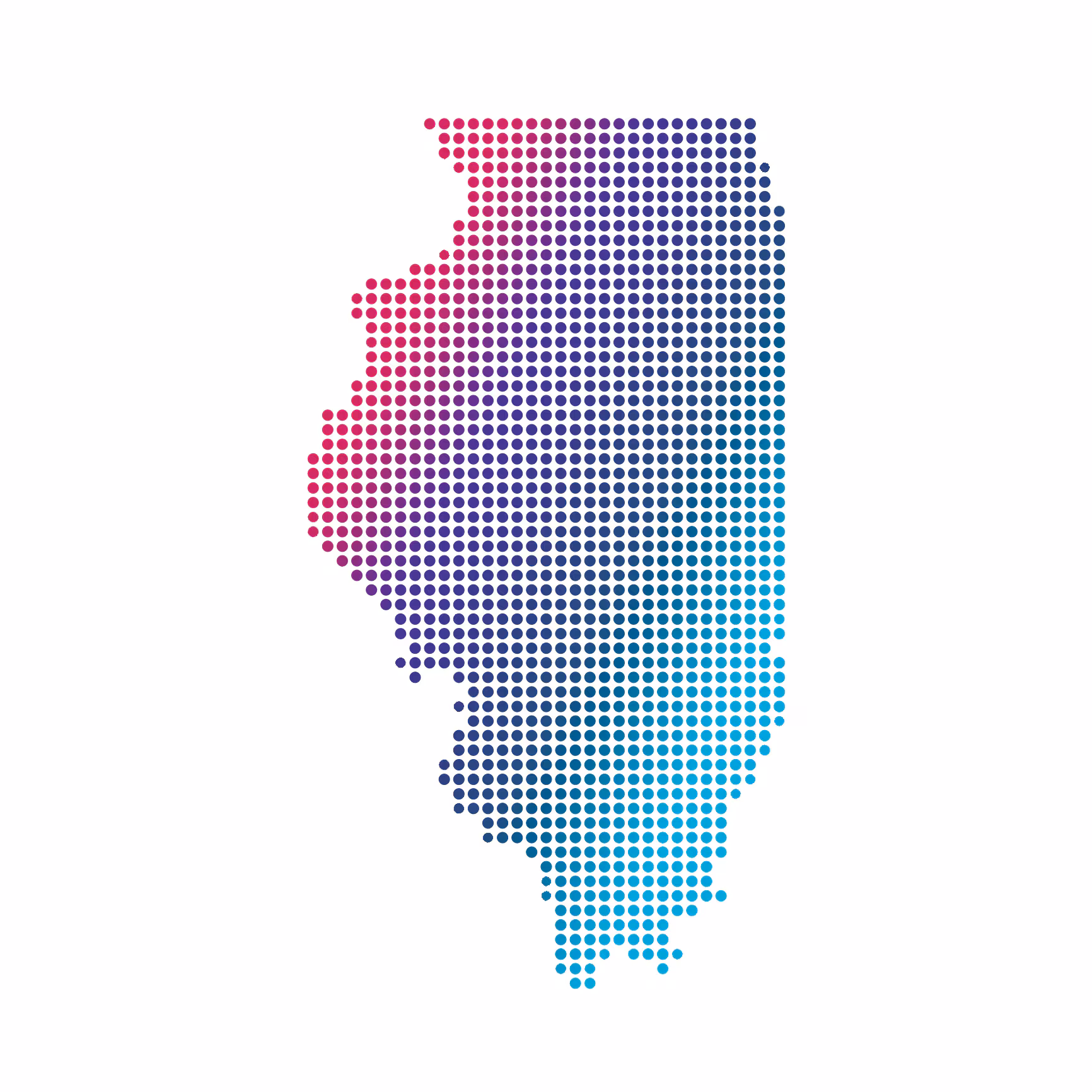Illinois map of blue dots on white background Illinois map of blue dots on white background