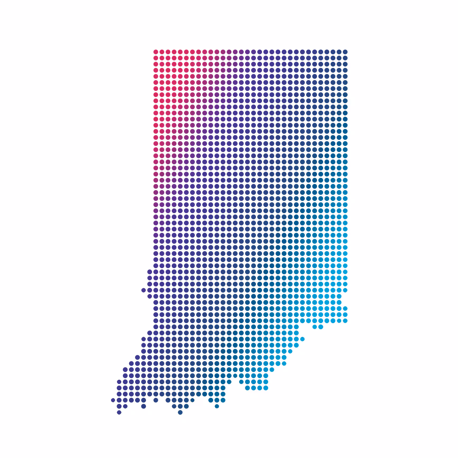 Indiana map of blue dots on white background Indiana map of blue dots on white background