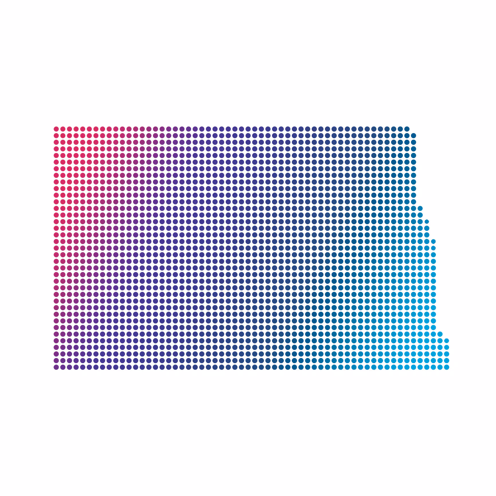 North Dakota map of blue dots on white background North Dakota map of blue dots on white background