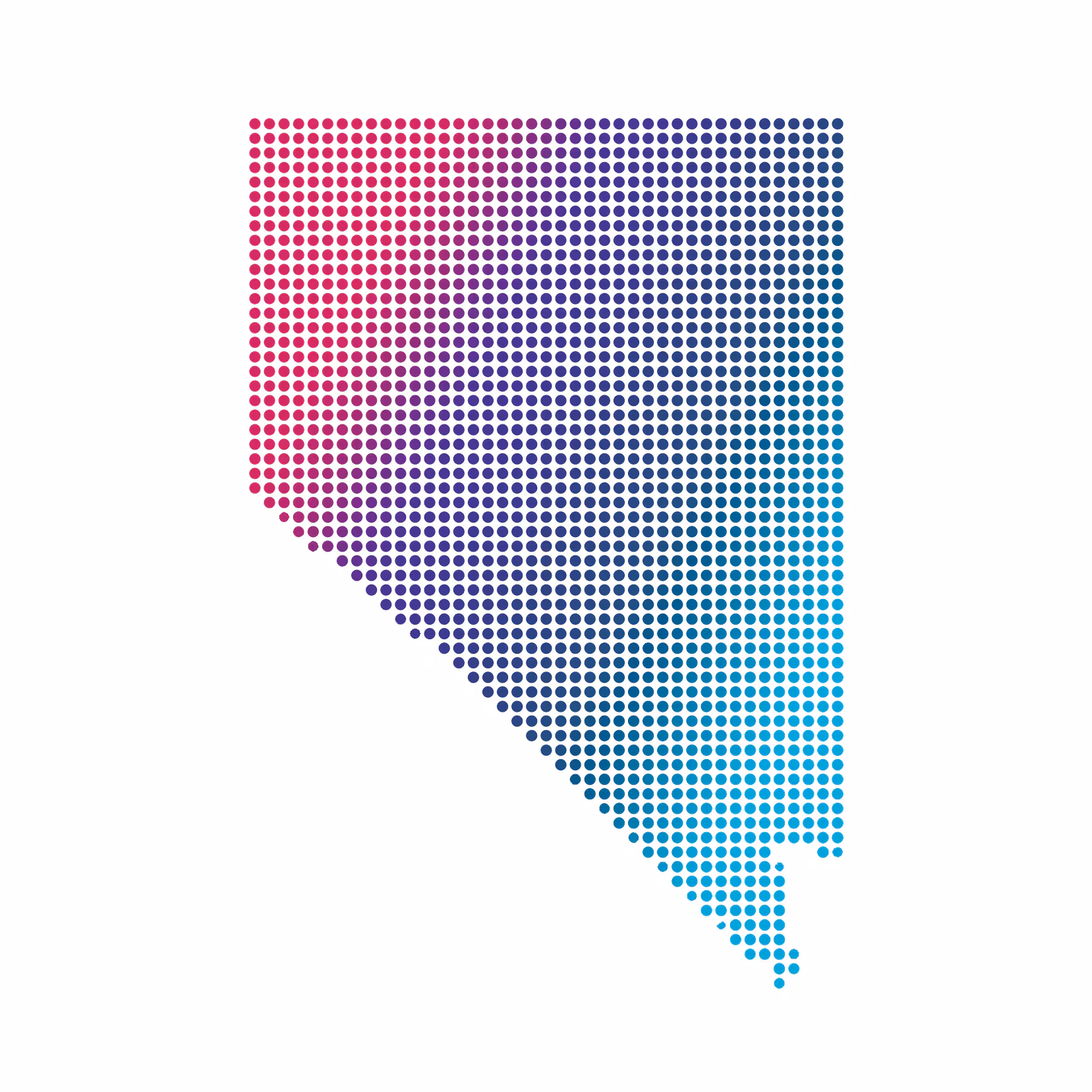 Nevada map of blue dots on white background Nevada map of blue dots on white background