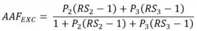 ARDI Methods Equation 3 (AAF)_EXC= (P_2 ((RS)_2-1)+P_3 ((RS)_3-1))/(1+P_2 ((RS)_2-1)+P_3 ((RS)_3-1))