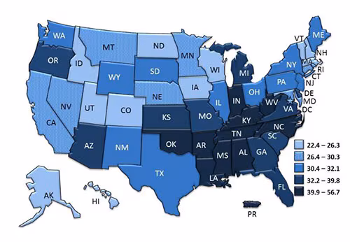 adult_asthma_map adult asthma map of the united states and territories