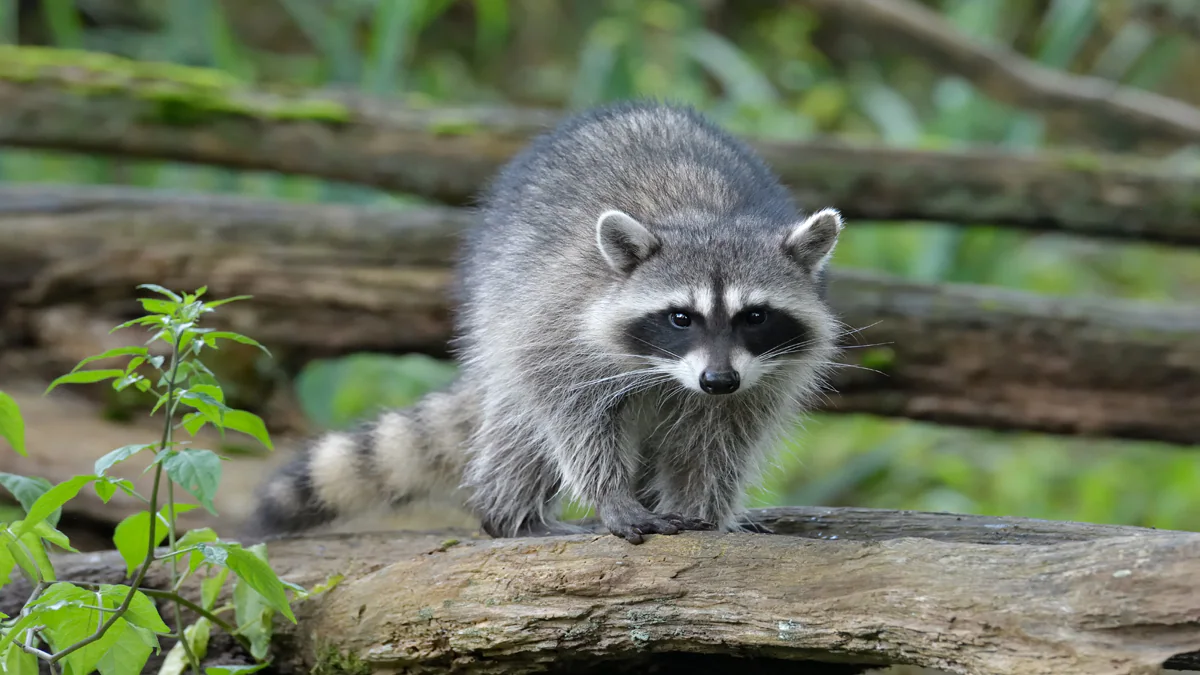 Raccoon walking along tree limb