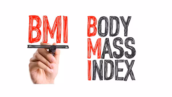 Text with illustration of the words: BMI - Body Mass Index