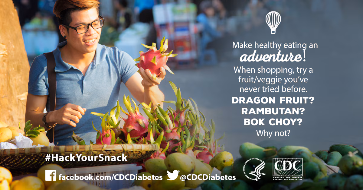 graphic of man holding a dragon fruit at a market