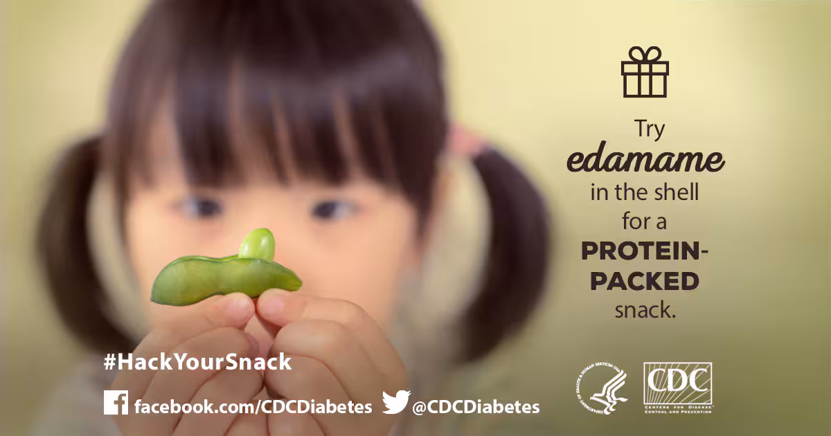 graphic of a girl holding an edamame.