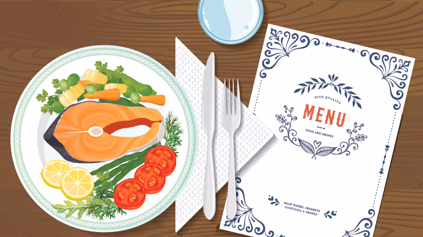 plate of food next to restaurant menu