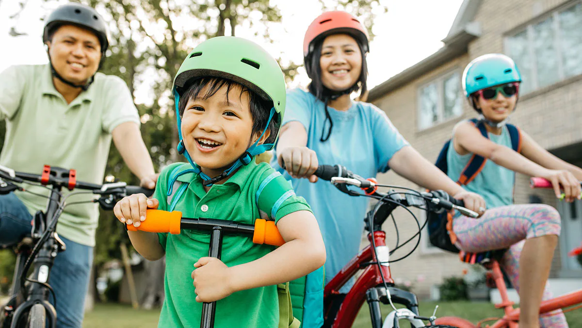 Prevent T2 in Kids kids riding bicycles