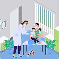 A family getting vaccinated