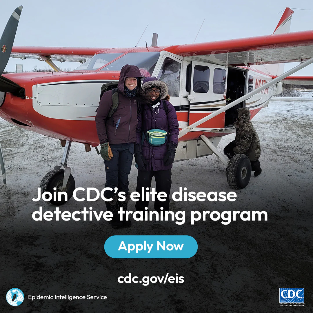 join-disease-detective-training-3-1080px Two EIS Officers boarding a small plane in the snow.