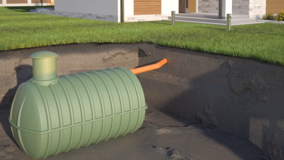 Wastewater Resources Image of a septic system in front of a home.