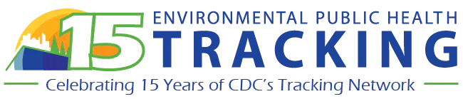Celebrating 15 Years Tracking Network logo with "15" and text: "Celebrating 15 Years of CDC's Tracking Network"