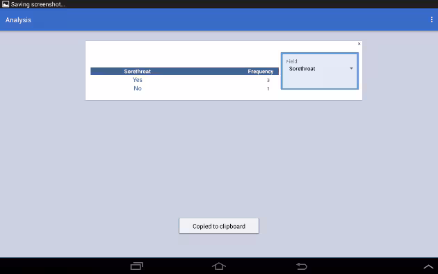 Screen shot of the Frequency gadget in the Analyze Data module of the mobile application.