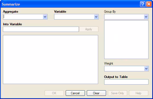 Summarize command dialog box