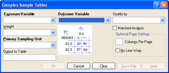 Complex Sample Tables dialog box