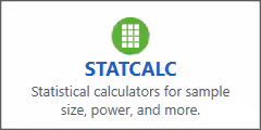 Epi Info 7 main menu button for the StatCalc tool.