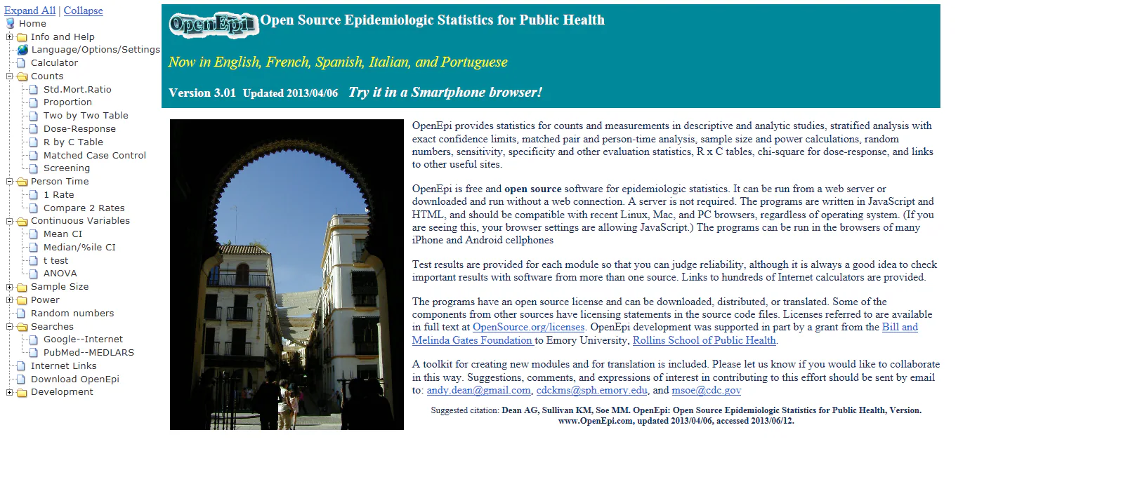 F1019-openepi OpenEpi home page