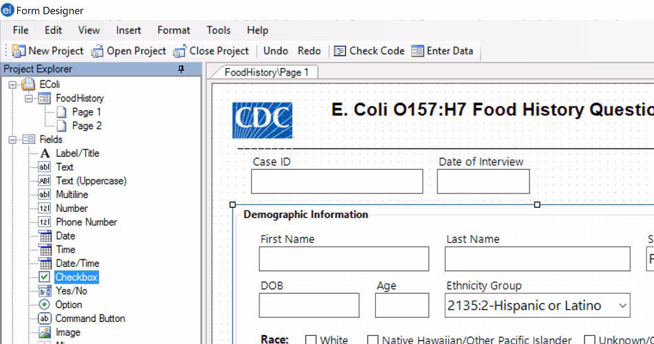Create forms using Epi Info