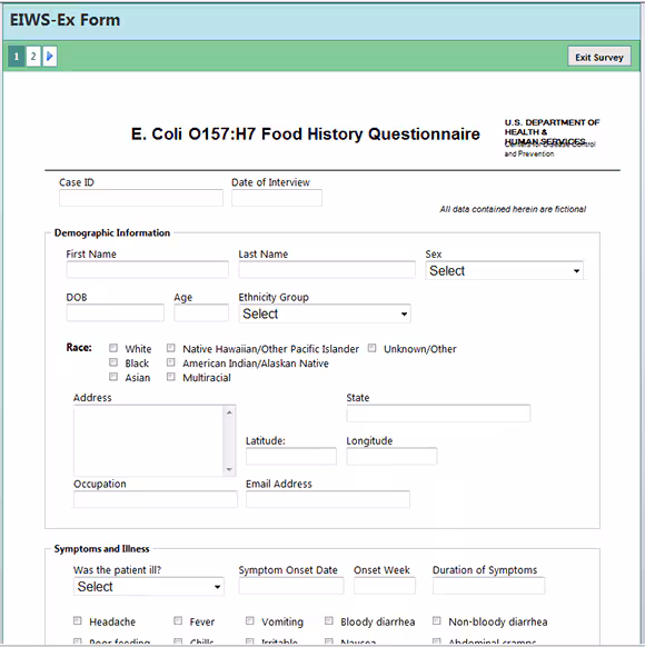 Published Web Survey form