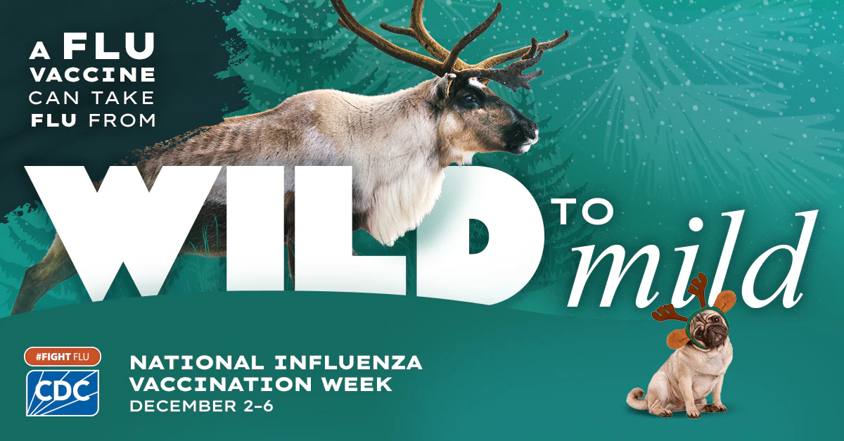 NIVW Reindeer Wild to Mild A flu vaccine can take flu from wild to mild. National Influenza Vaccination Week is December 2-6! #fightflu cdc logo