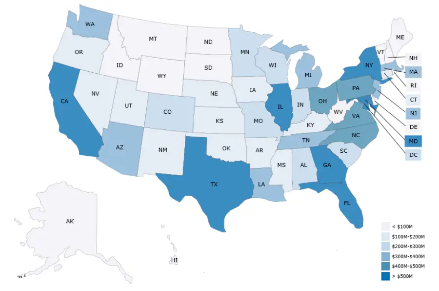 2024 CDC Grant Funding Profiles Map 2024 CDC Grant Funding Profiles map of the United States and DC - for Fiscal Year 2023