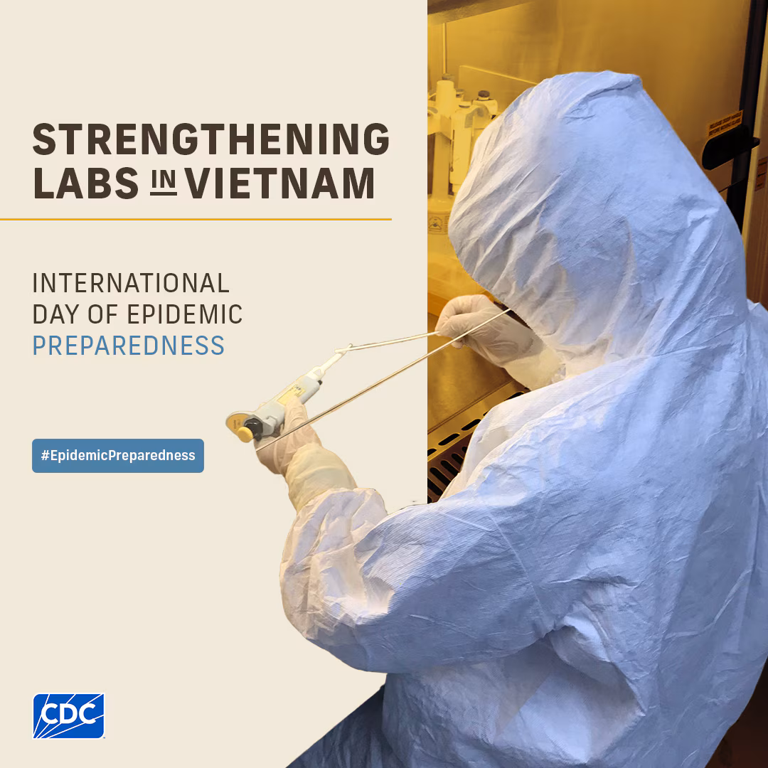 International Day of Epidemic Preparedness - Vietnam Strengthening Labs in Vietnam. International Day of Epidemic Preparedness. Woman using a microscope.