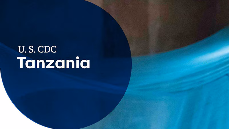U.S. CDC Tanzania banner with a close-up of a blue mosquito net in the background.