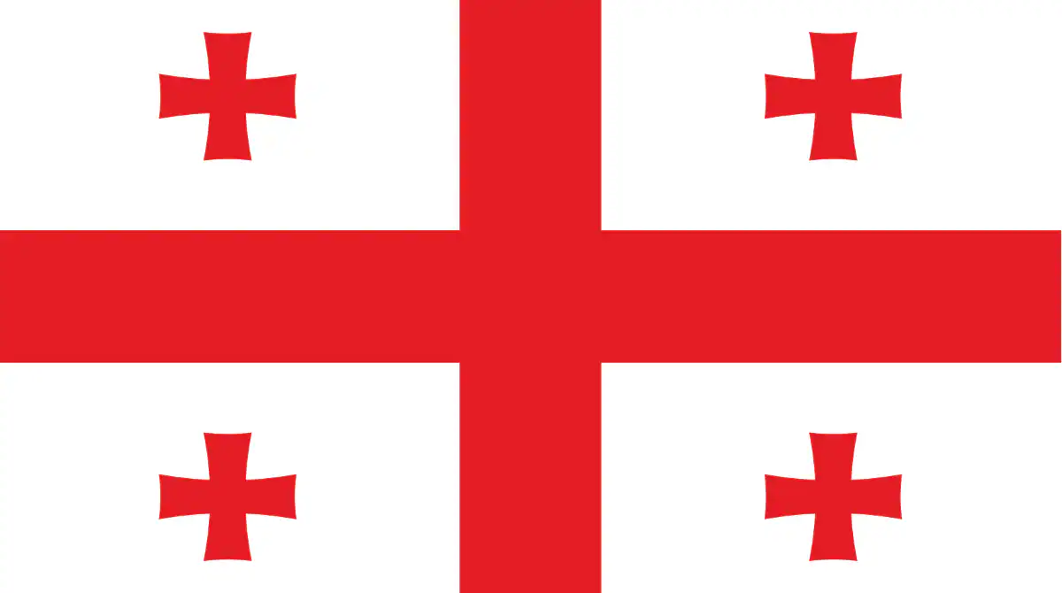 Flag Georgia White background with a large red cross that extends to the edges of the flag.