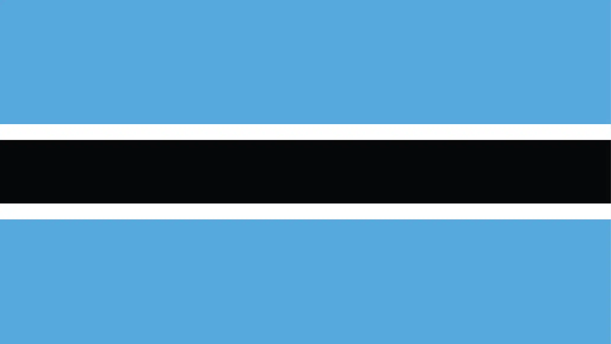 Flag_Botswana Image of the Botswana flag, blue strip at the top and bottom, black strip in the middle with white top and bottom border
