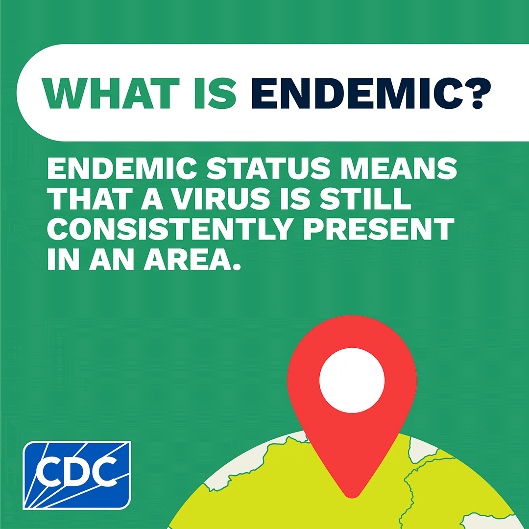 endemic definition animated What is endemic? Endemic status means that a virus is still consistently present in an area.