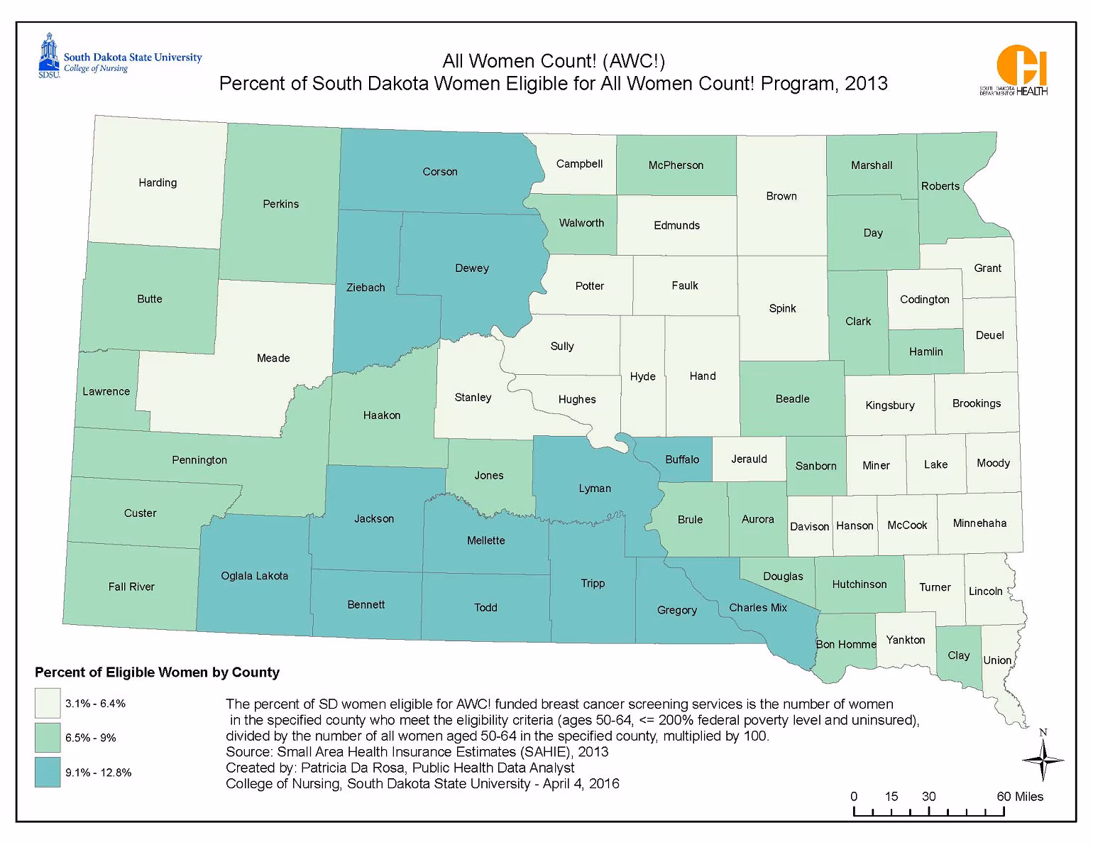 SD_AWC.jpg Percent of South Dakota Women Eligible for All Women Count! Program