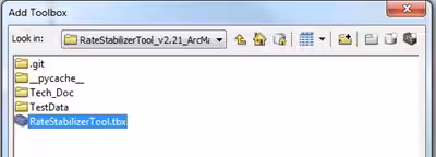The Add Toolbox window with the Rate Stabilizer Tool highlighted.