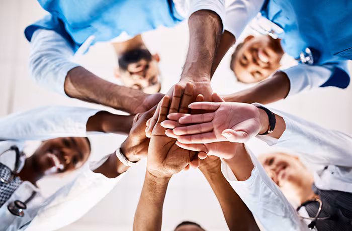 Group of people smiling and having fun.