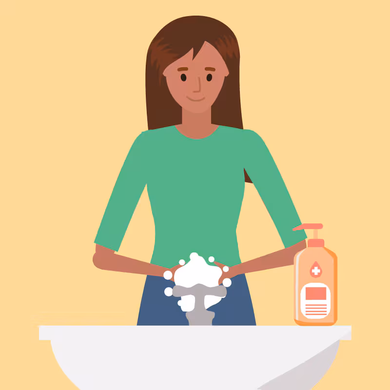 Woman washing her hands