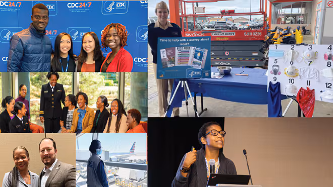 Collage of photos emphasizing Public Health Infrastructure Center