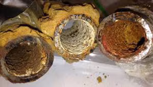 Three lead water pipes