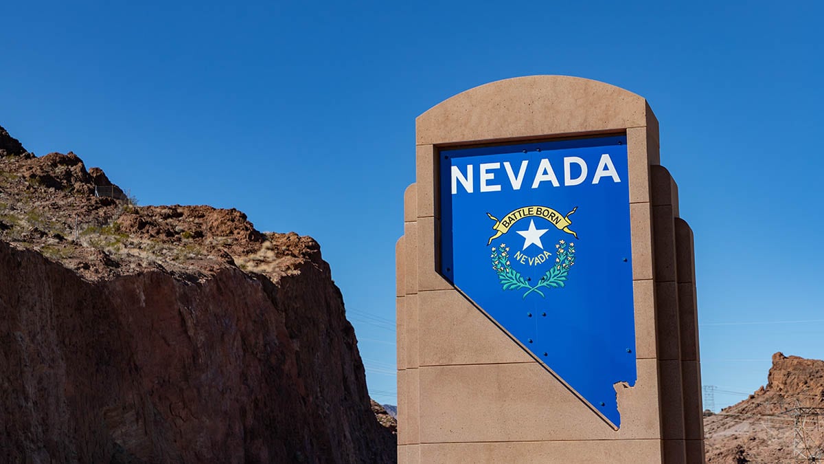 Nevada Nevada sign with landscape background