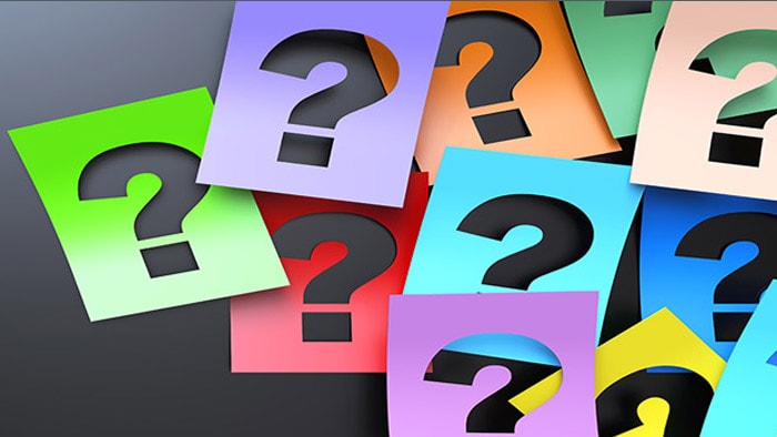 questions Many question marks on different colored squares.