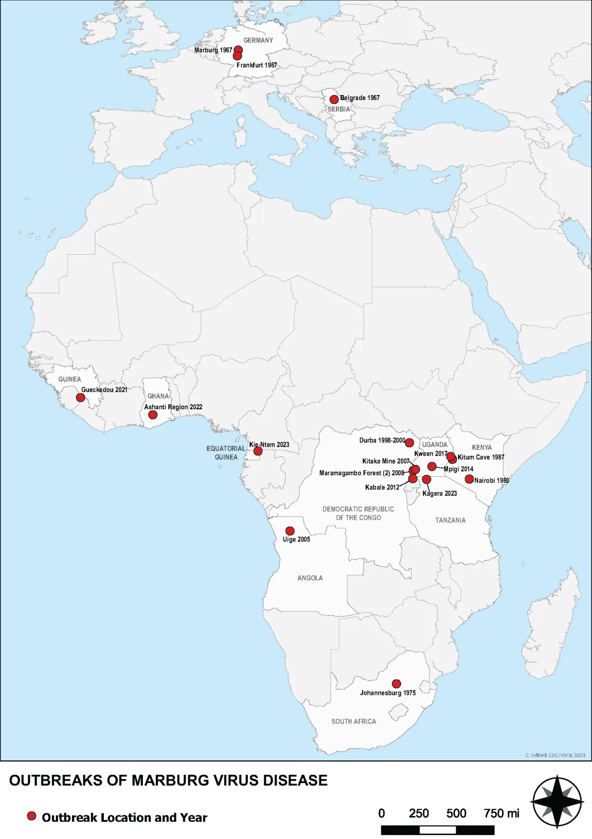 Marburg Map A map showing Marburg outbreaks