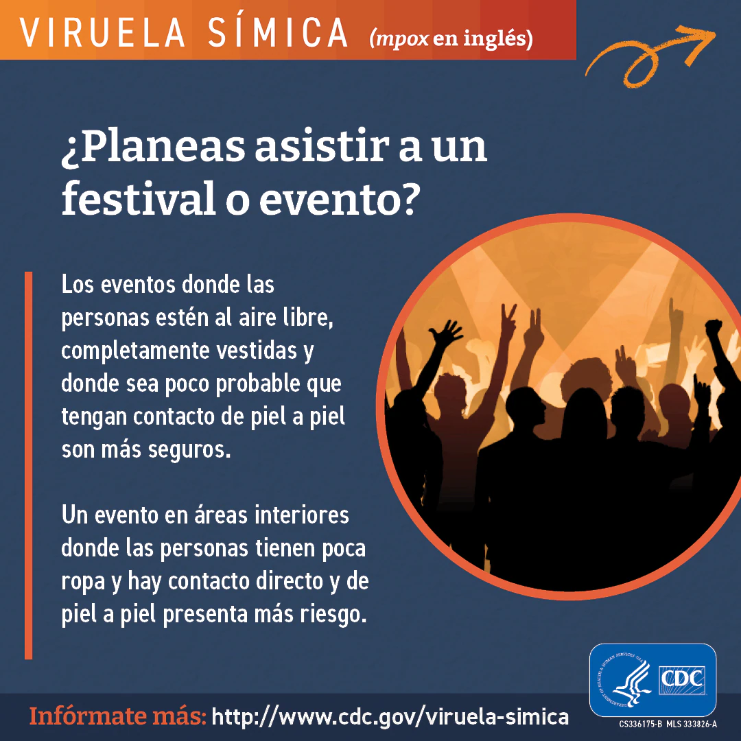 ¿Planea asistir a un festival o evento? Viruela Simica O Del Mono