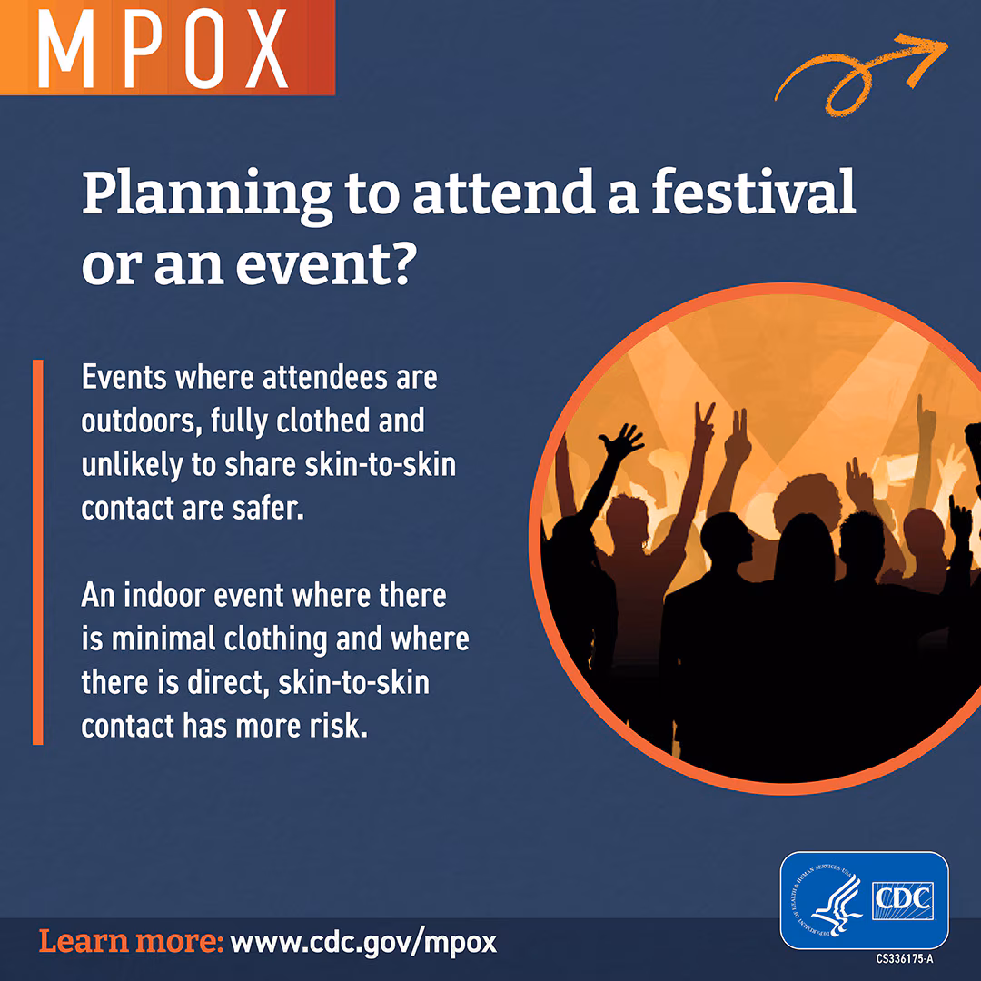 Planning on attending a festival or event If you are diagnosed with monkeypox social media button Planning on attending a festival or event If you are diagnosed with mpox social media button