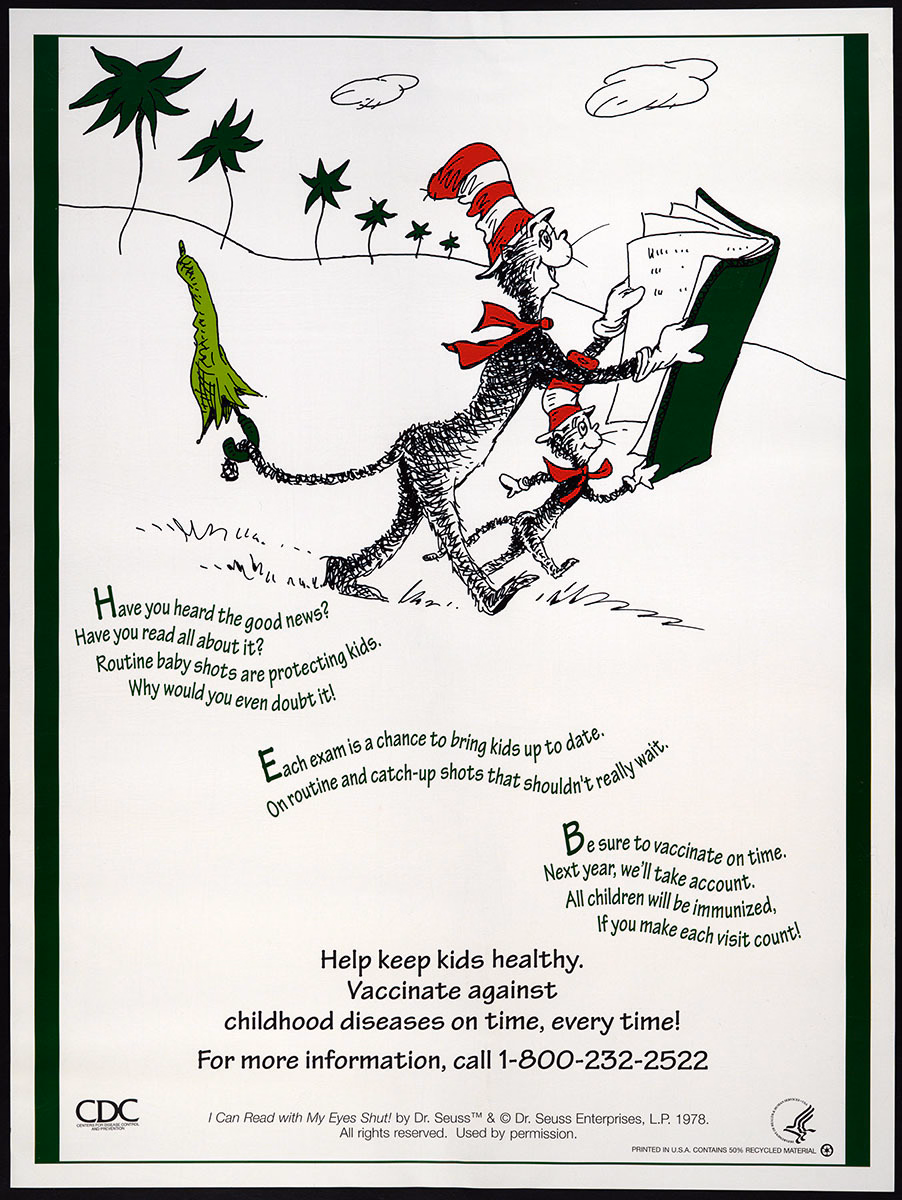 1995.338 seuss vaccine poster The Cat in the Hat illustration