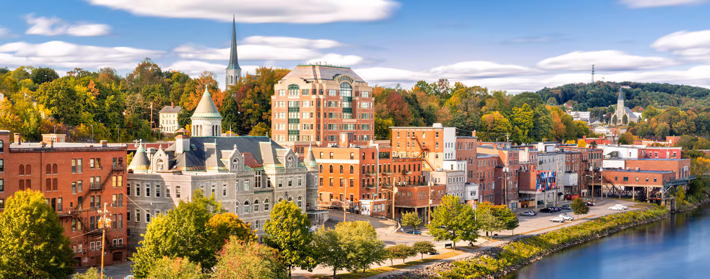 Skyline of a city in Maine