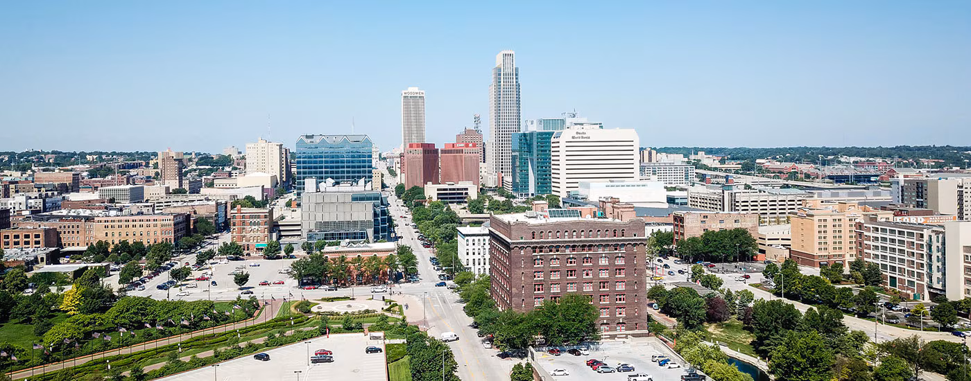 Skyline of a city in Nebraska