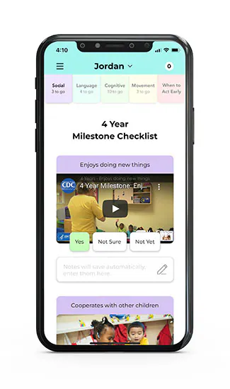 Act Early English checklist screen
