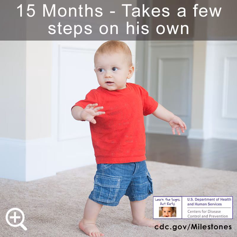 Takes a few steps on his own