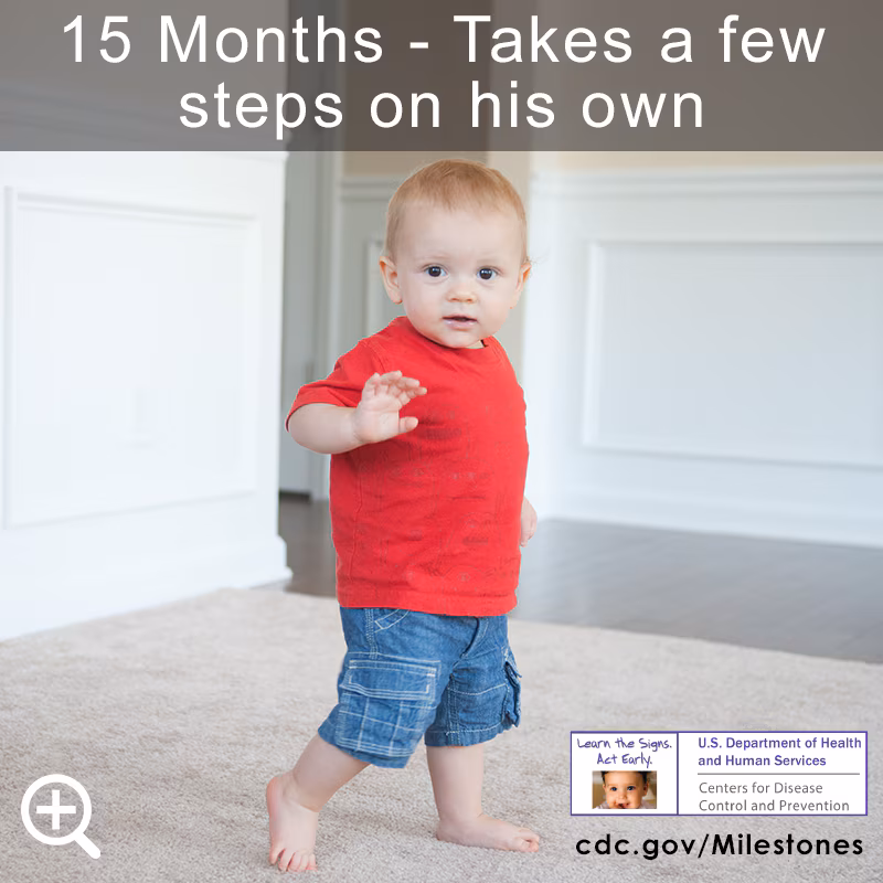 Takes a few steps on his own