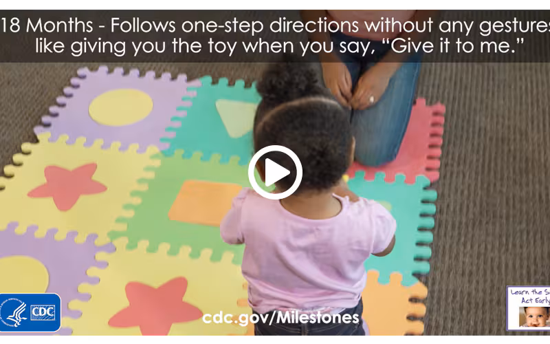 Follows one-step directions without any gestures, like giving you the toy when you say, Give it to me.